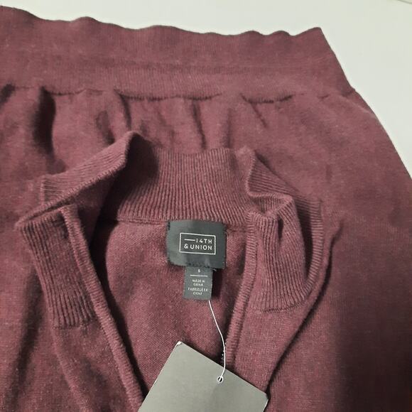 14th & Union Sweater Mens Small Burgundy Long Sleeve Cotton Cashmere Blend Zip - Picture 5 of 7